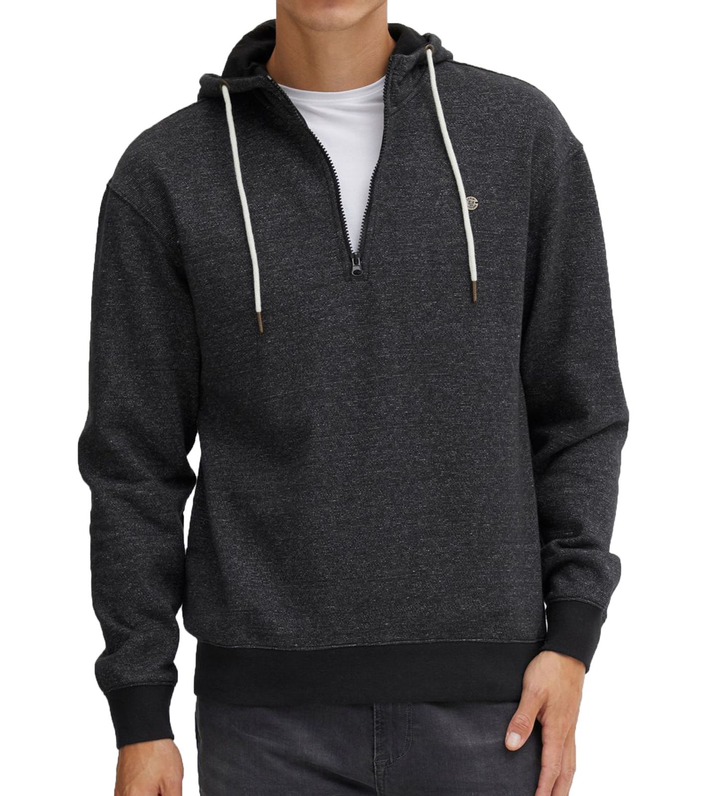 BLEND Herren Kapuzenpullover Baumwoll-Sweatshirt meliert 20714590 194007 Schwarz von BLEND