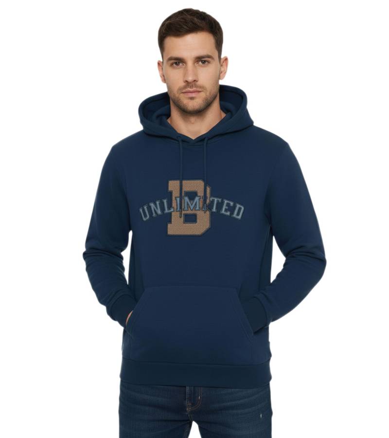 BLEND Herren Kapuzenpullover Baumwoll-Sweatshirt mit UNLIMITED Schriftzug 20717207 194024 Blau von BLEND
