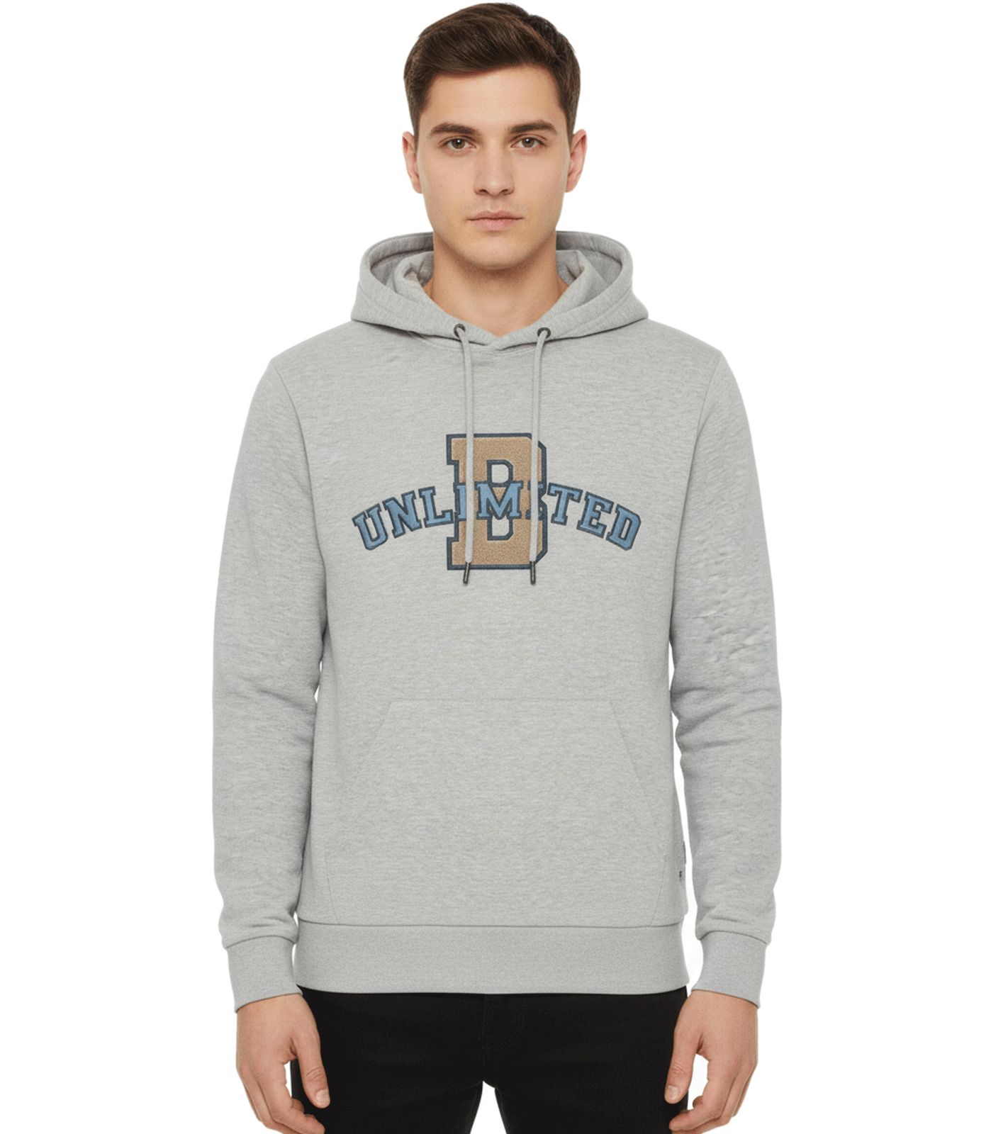 BLEND Herren Kapuzenpullover Baumwoll-Sweatshirt mit UNLIMITED Schriftzug 20717207 200274 Grau von BLEND