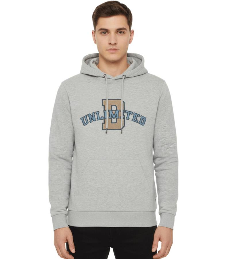 BLEND Herren Kapuzenpullover Baumwoll-Sweatshirt mit UNLIMITED Schriftzug 20717207 200274 Grau von BLEND