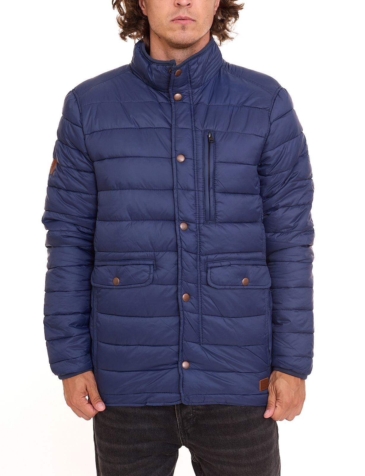 BLEND Herren Übergangs-Jacke Stepp-Jacke mit Stehkragen Narve Blau von BLEND