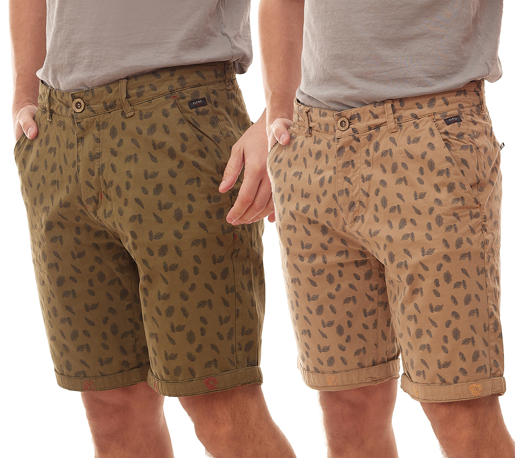 BLEND Herren kurze Hose zeitlose Chino-Shorts mit Feder-Print Allover 20710128 von BLEND