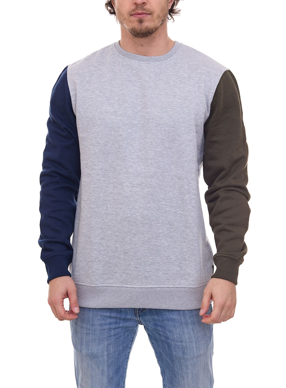 BLEND Lambros Herren Rundhals-Pullover mit Colorblock-Design Sweater 20713956 200274 Grau von BLEND