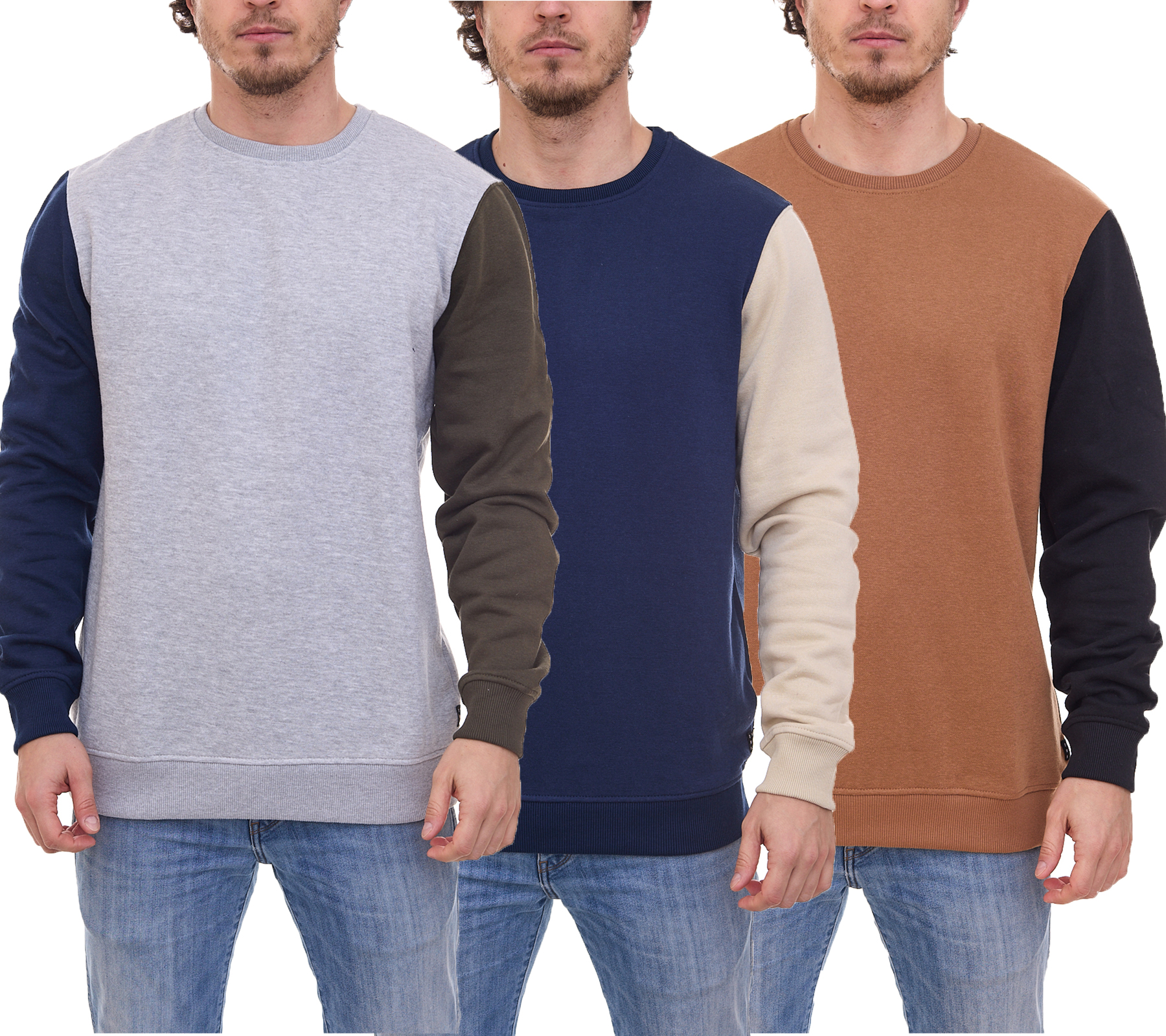 BLEND Lambros Herren Sweater mit Colorblock-Design Rundhals-Pullover nachhaltige Baumwolle 20713956 in verschiedenen Farben von BLEND