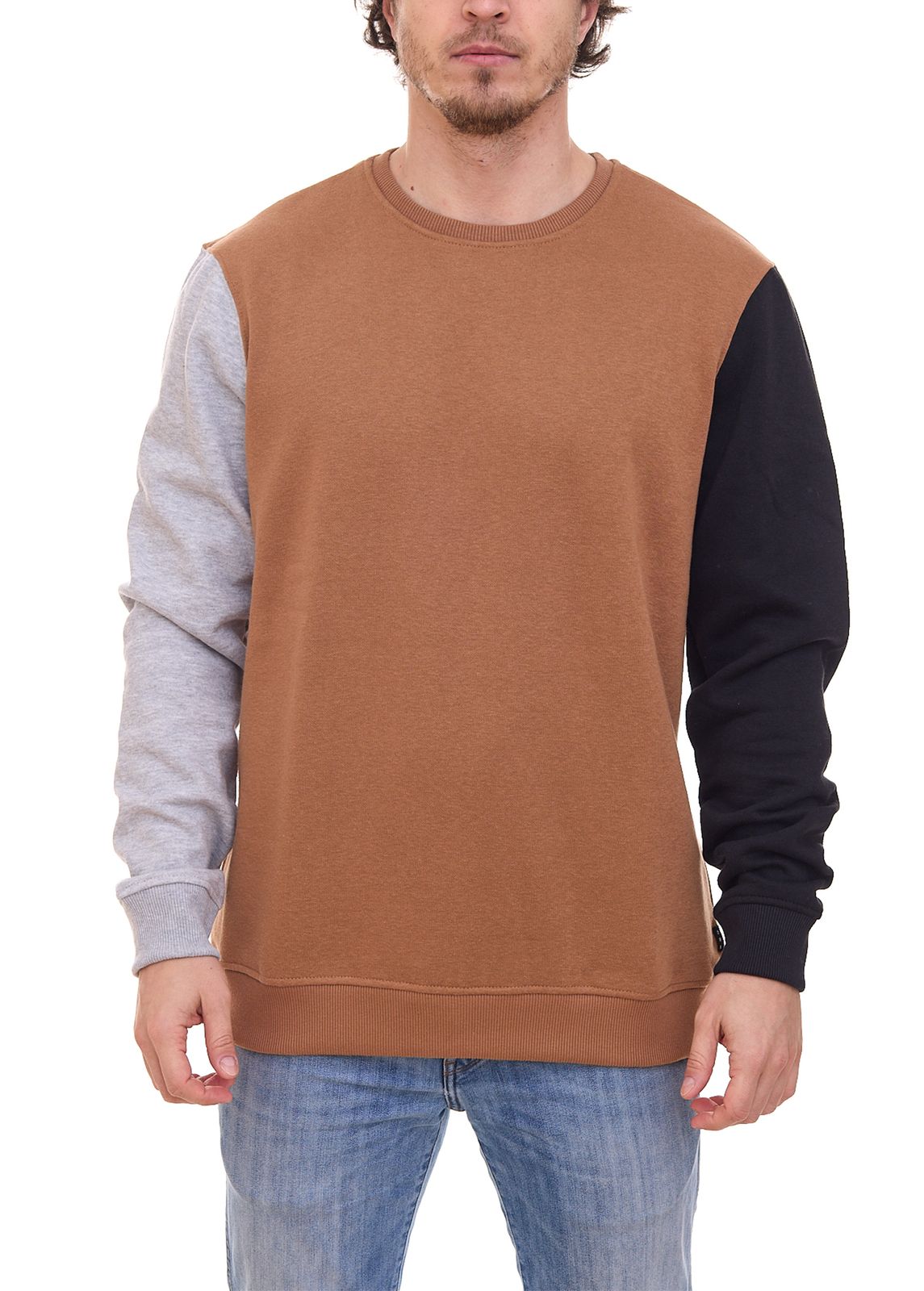 BLEND Lambros Herren Sweatshirt mit Colorblock-Design Freizeit-Pullover 20713956 181029 Braun von BLEND