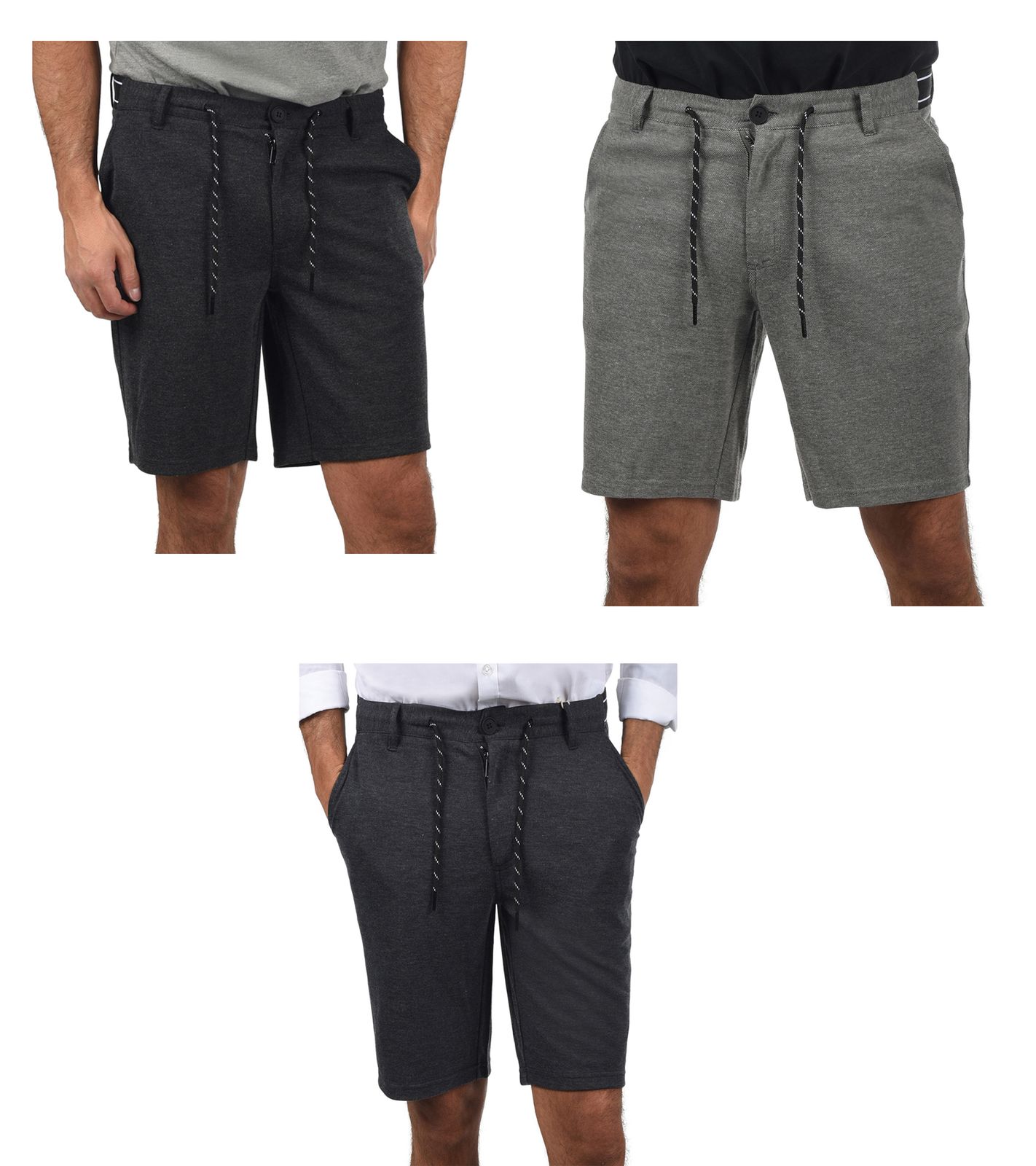 BLEND Stano Herren bequeme Chino Sommer-Shorts kurze Hose mit Kordelzug 20711528 ME Grau, Dunkelblau, Dunkelgrau von BLEND