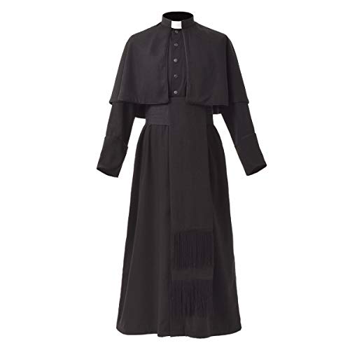 BLESSUME Cassock Robe Lange Ärmel mit Cincture Band Gürtel (L,Schwarzer Robe mit Gürtel) von BLESSUME