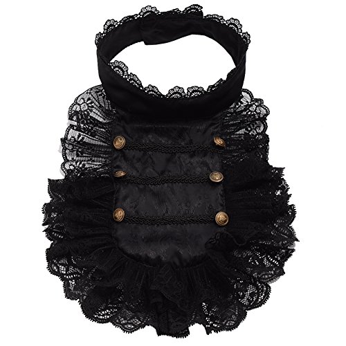 BLESSUME Colonial Lace Jabot Krawatte, viktorianischer Steampunk-Kragen, Rüschen, Schwarz von BLESSUME