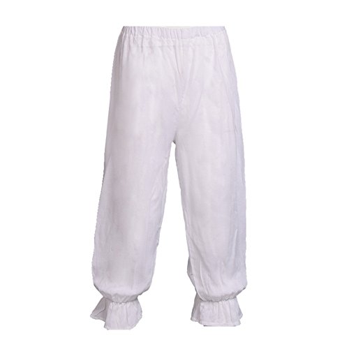 BLESSUME Damen Hose viktorianisch Weiß Pantalons Pettipants Renaissance Zigeuner Pumphose (M) von BLESSUME