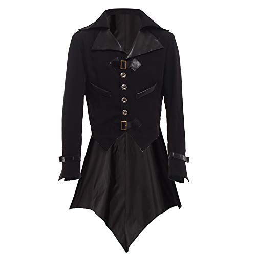 BLESSUME Gotisch Mantel Herren Frack Halloween Cosplay Kostüm (S, Schwarz) von BLESSUME