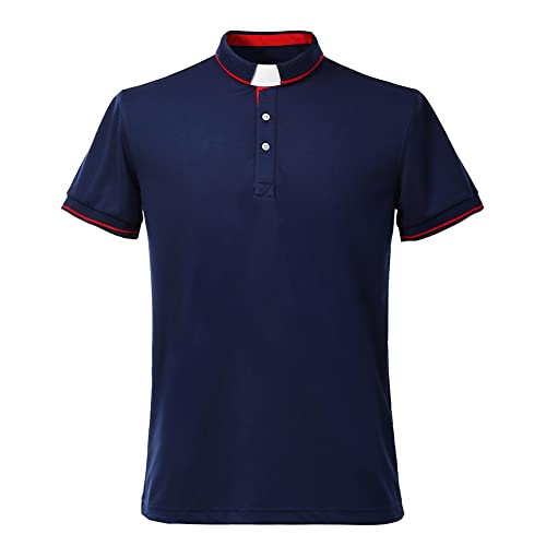 BLESSUME Herren Polo Shirt Tab Collared Kurzarm (M,Dunkelblau) von BLESSUME