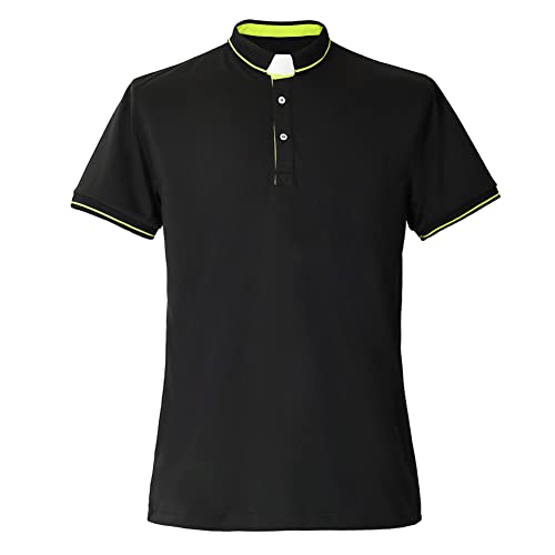 BLESSUME Herren Clergy Polo Shirt Tab Collared Kurzarm (M,Schwarz) von BLESSUME