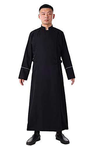 BLESSUME Herren Damen Anglican Cassock Clergy Pulpit Cassock Robe Altar Server Vestment, schwarz 1, Large von BLESSUME