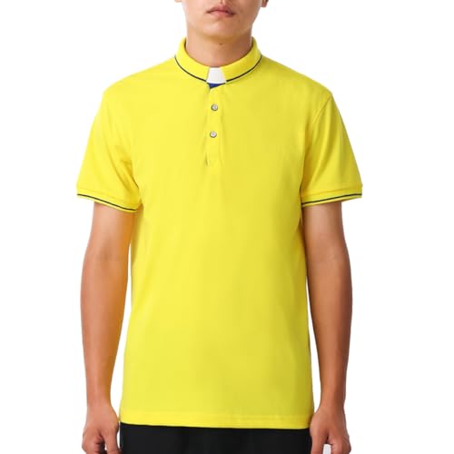 BLESSUME Herren Polo Shirt Tab Collared Kurzarm (Gelb,L) von BLESSUME