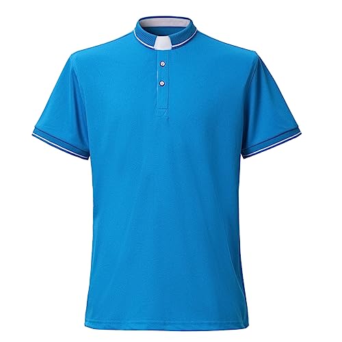 BLESSUME Herren Polo Shirt Tab Collared Kurzarm (Pfauenblau,L) von BLESSUME