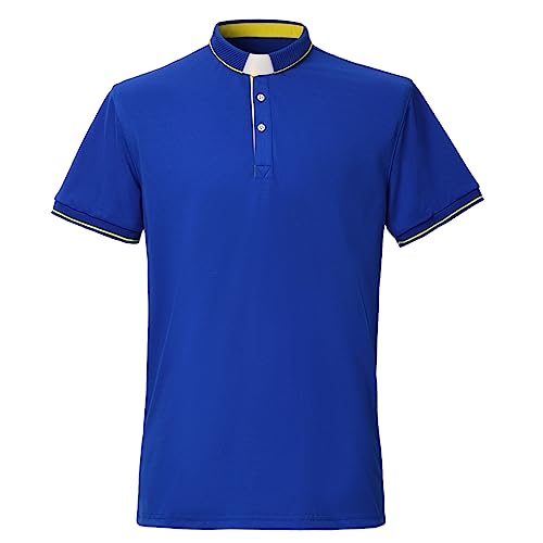 BLESSUME Herren Polo Shirt Tab Collared Kurzarm (Königsblau,M) von BLESSUME