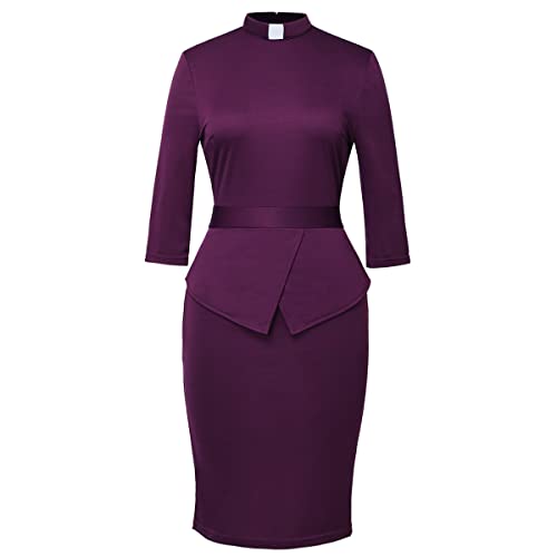 BLESSUME Katholische Kirche Damen Kleid mit Reiterkragen und Etuikleid, Violett, 4X-Groß von BLESSUME