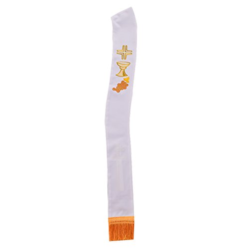 BLESSUME Kirche Kleriker IHS Reversibel Stola Alpha Omega Diakon Stola (Weiß/Lila) von BLESSUME