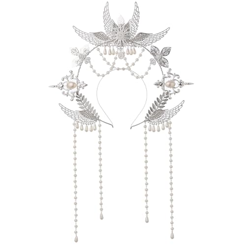 BLESSUME Mary Halo Crown Tiara Kopfband Damen Phantasie Kleid Kopfschmuck von BLESSUME