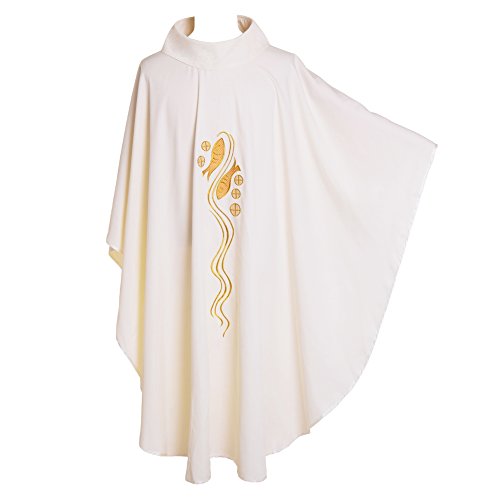 BLESSUME Priest Kasel Steinschmätzer Bestickt Mass Liturgische Kleidung zusammenklappbar Bademantel von BLESSUME