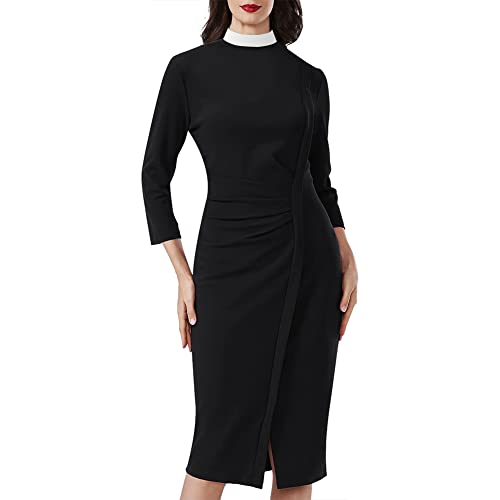 BLESSUME Priester Klerus Custome Hemd Robenkleid für Damen (L, Schwarz 10) von BLESSUME