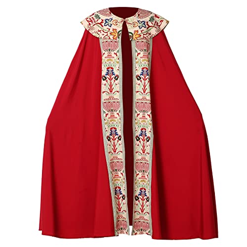 BLESSUME Priester Klerus Kostüm Cape Umhang Krönung Print Gewand (Rot,2XL) von BLESSUME