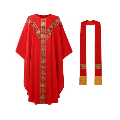 BLESSUME Priester Katholische Zelebrant Vater Gewand Robe, One Size (Rot) von BLESSUME