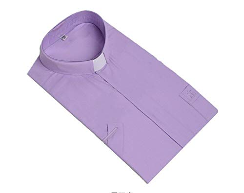 BLESSUME Priesterhemd mit Tab-Kragen langärmlig Kirchen Hemd (Violett,5XL) von BLESSUME