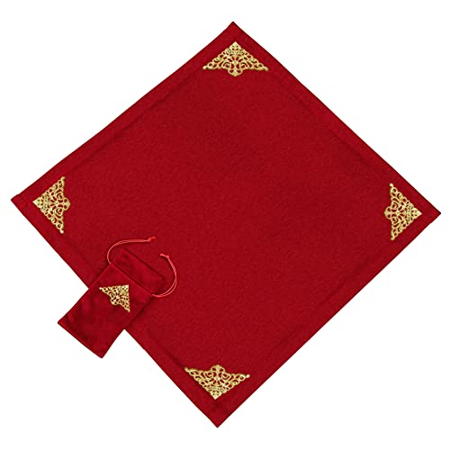 BLESSUME Quadrat Altar Tarot Tischdecke zum Lesen Wicca Weissagung Samttuch mit Tarotbeutel von BLESSUME