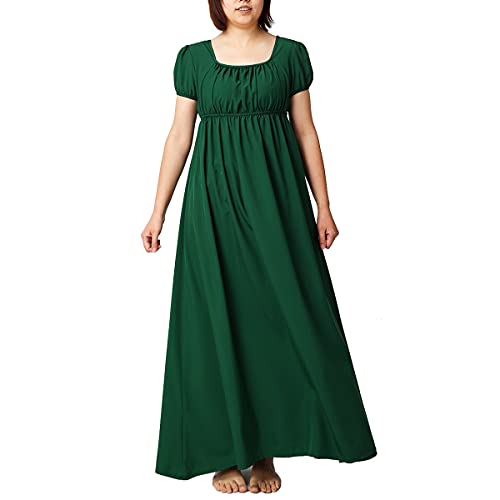 BLESSUME Regency Kleid Damen Schärpe Geraffte Puffärmel Empire Taille Tea Party Ballkleid (XXL, Grün) von BLESSUME