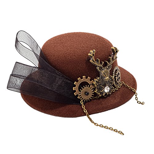 BLESSUME Steampunk Frauen Getriebe Mini Hut Gotisch Zylinder Haarspange (I) von BLESSUME