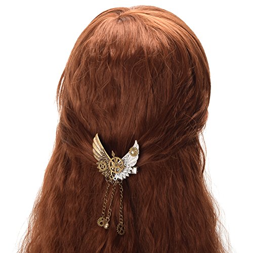 BLESSUME Vintage Steampunk Haarspange Punk Gothic Kopfbedeckung (Stil 3), Rot/Ausflug, einfarbig (Getaway Solids), 1 Count (Pack of 1) von BLESSUME