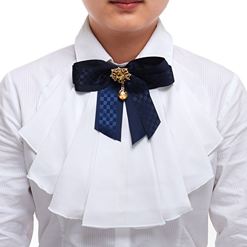 BLESSUME Victorian Tuch Jabot Ausschnitt 1 Stück (Weiß & Dunkel Blau) von BLESSUME