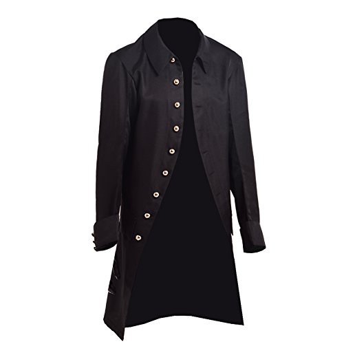 BLESSUME Vintage Retro Mantel Herren Kostüm Jacke Lange Ärmel (Schwarz 1, 2XL) von BLESSUME