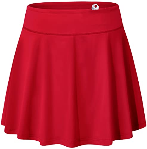 BLEVONH Damen Tennis-Skort Active Faltenröcke mit Tasche für Laufen Golf, Rot/Ausflug, einfarbig (Getaway Solids), 3X-Groß von BLEVONH