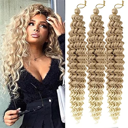 22 Zoll Ocean Wave Crochet Hair 3 Packs Wave Deep Twist Braiding Hair Curly Crochet Hair Deep Ripple Crochet Synthetic Braids Haarverlängerung für schwarze Frauen (28 Inch, 27-613#) von BLEXCO