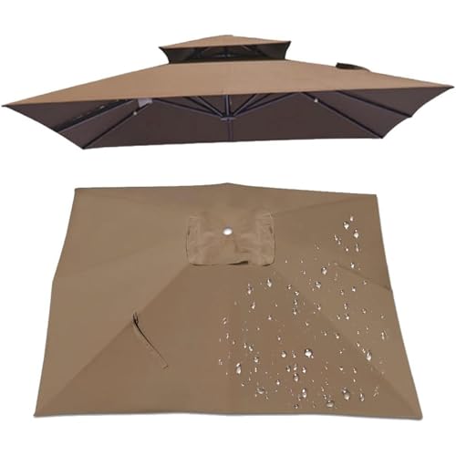 2.5x2.5m/300x300cm Quadratisch Sonnenschirm Ersatzbezug Ampelschirm-Abdeckung 8 Streben UV 50+ Sonnenschirm Ersatz Stoff,Square Patio Umbrella Replacement Canopy (Khaki,2.5×2.5M(8.2ft×8.2)) von BLGVGKLPNT