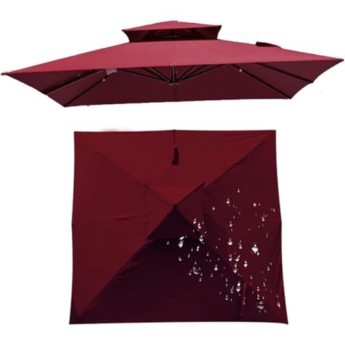 2.5x2.5m/300x300cm Quadratisch Sonnenschirm Ersatzbezug Ampelschirm-Abdeckung 8 Streben UV 50+ Sonnenschirm Ersatz Stoff,Square Patio Umbrella Replacement Canopy (Rotwein,2.5×2.5M(8.2ft×8.2)) von BLGVGKLPNT
