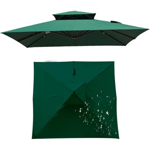 BLGVGKLPNT 2.5x2.5m/300x300cm Quadratisch Sonnenschirm Ersatzbezug Ampelschirm-Abdeckung 8 Streben UV 50+ Sonnenschirm Ersatz Stoff,Square Patio Umbrella Replacement Canopy (Grün,3×3M(9.8ft×9.8ft)) von BLGVGKLPNT