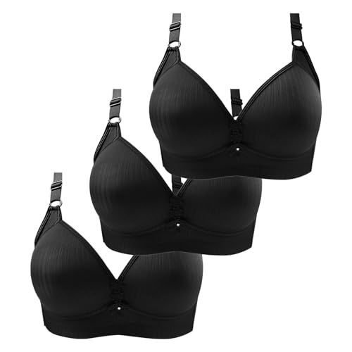 3er Pack BHS Damen Ohne Buegel Vollschalen Bequem Guter Halt Große Brüste Wirefree Super Push Up BH Gegen Hängebrust Brüste Klassische-BH Minimizer Bra Damen-BHS BH Trägerlos Ohne Träger von BLIBUNALA