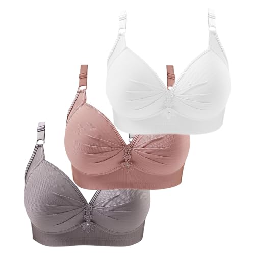 3er Pack BHS Damen Ohne Buegel Vollschalen Bequem Guter Halt Große Brüste Wirefree Super Push Up BH Gegen Hängebrust Brüste Klassische-BH Minimizer Bra Damen-BHS BH Trägerlos Ohne Träger von BLIBUNALA