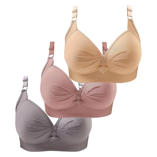 3er Pack BHS Damen Ohne Buegel Vollschalen Bequem Guter Halt Große Brüste Wirefree Super Push Up BH Gegen Hängebrust Brüste Klassische-BH Minimizer Bra Damen-BHS BH Trägerlos Ohne Träger von BLIBUNALA