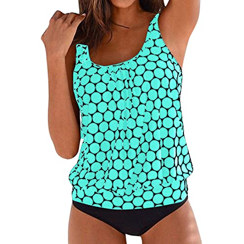 BLIBUNALA 2024 Tankini Damen Bauchweg, Große Größen Bademode Set Push Up Bauch Weg Tankini Oberteile Blumenmuster Gepolsterte mit Badeshorts-Sets Elegant Strandkleid Strandmode Badeanzug für Frauen von BLIBUNALA