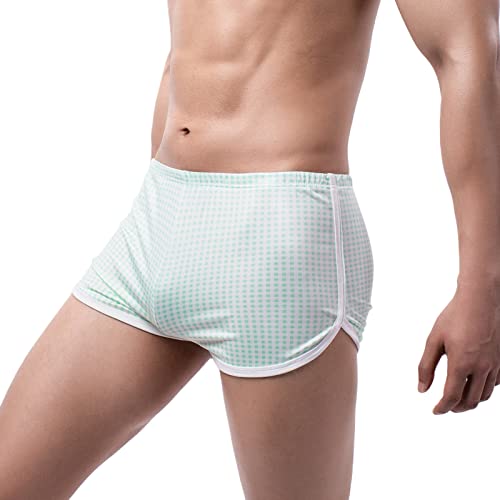 BLIBUNALA Baumwoll Boxershorts Herren Nahtlos Plaid Print Retroshorts Elastische Erotisch Trunks Breathable Sexy Sportunterwäsche Modern Lustige Unterwäsche Bequem Mittlere Taille Nachtwäsche von BLIBUNALA