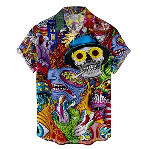 BLIBUNALA Hawaiihemd Herren Hawaii Hemd Männer Kurzarm Lässig Button Down Fronttasche Hawaii-Print Regular elastiscer Musterhemd Ananas Blumen Regular Fit Herrenhemden Freizeithemd von BLIBUNALA