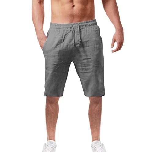 BLIBUNALA Shorts Herren Modische Sportshorts Plus Size mit Tasche Kordelzug Kurze Sommerhose Retro Gerade Strand-Shorts Männliche Atmungsaktiv Trainingsshorts Casual Farbe Sommer Shorts von BLIBUNALA