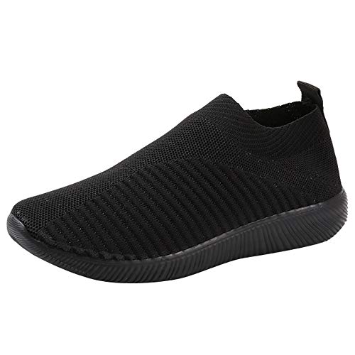 BLIBUNALA Sneaker Damen Weiss Plateau Mesh Slip On Laufschuhe Sportlich Outdoor Schuhe Weicher Sohle Jogging Sportschuhe Atmungsaktiv Leicht Turnschuhe Sport rutschfest Sneaker von BLIBUNALA