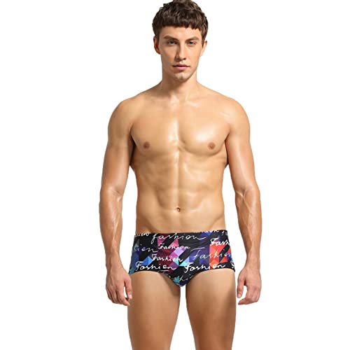 BLIBUNALA Sonnendurchlässiger Badehose Herren Bademode Swimming Elastische Atmungsaktiv Körpernah Trunks Bequeme Classic Schwimmhose für Wassersport Low-Rise Strandshorts Farbblocking Sommer Bademode von BLIBUNALA