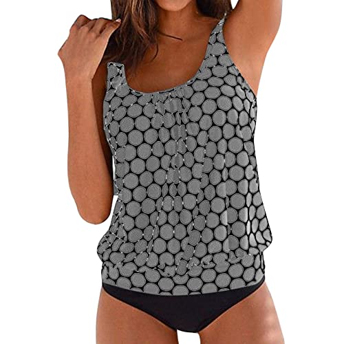 BLIBUNALA Tankini Damen Bauchweg Badeanzug Große Größen Bademode Set Push Up Tankini Oberteil mit Badeshorts Zweiteiliger Badeanzüge Sommer Strandmode Swimsuit Strand Schwimmanzug Tankini für Mollige von BLIBUNALA