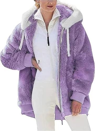 BLIBUNALA Teddyjacke Damen Winterjacke Damen Winterjacke Lang Wintermantel Wintermantel Warm Übergangsjacke Lang Fleecejacke Übergangsjacke Fleecejacke Fleecejacken Herbst Herbst Teddy Jacke Dame von BLIBUNALA